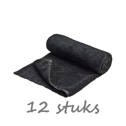 Hair Link Microvezel handdoek zwart 48*90 cm - 12 pcs